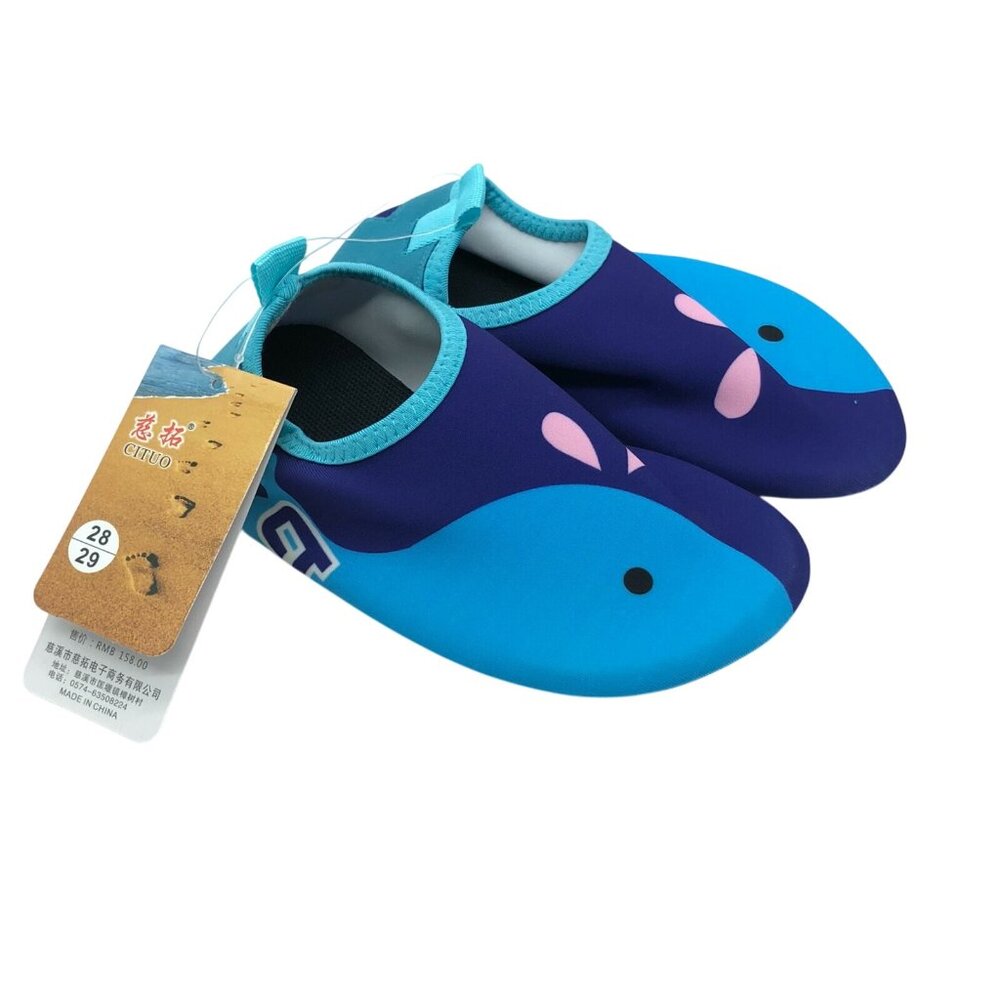 Cituo Baby Boys Girls Water Shoes Slip On Fabric Whale Blue 28/29 US 9/10